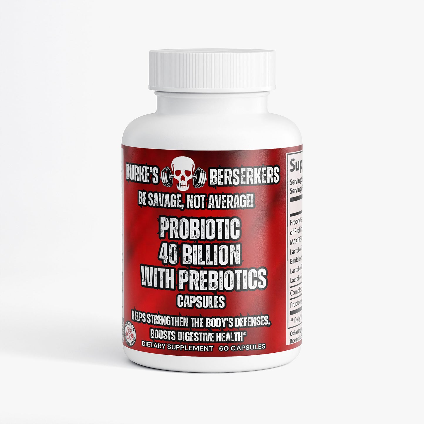 Burke's Berserkers Probiotic 40 Billion with Prebiotics