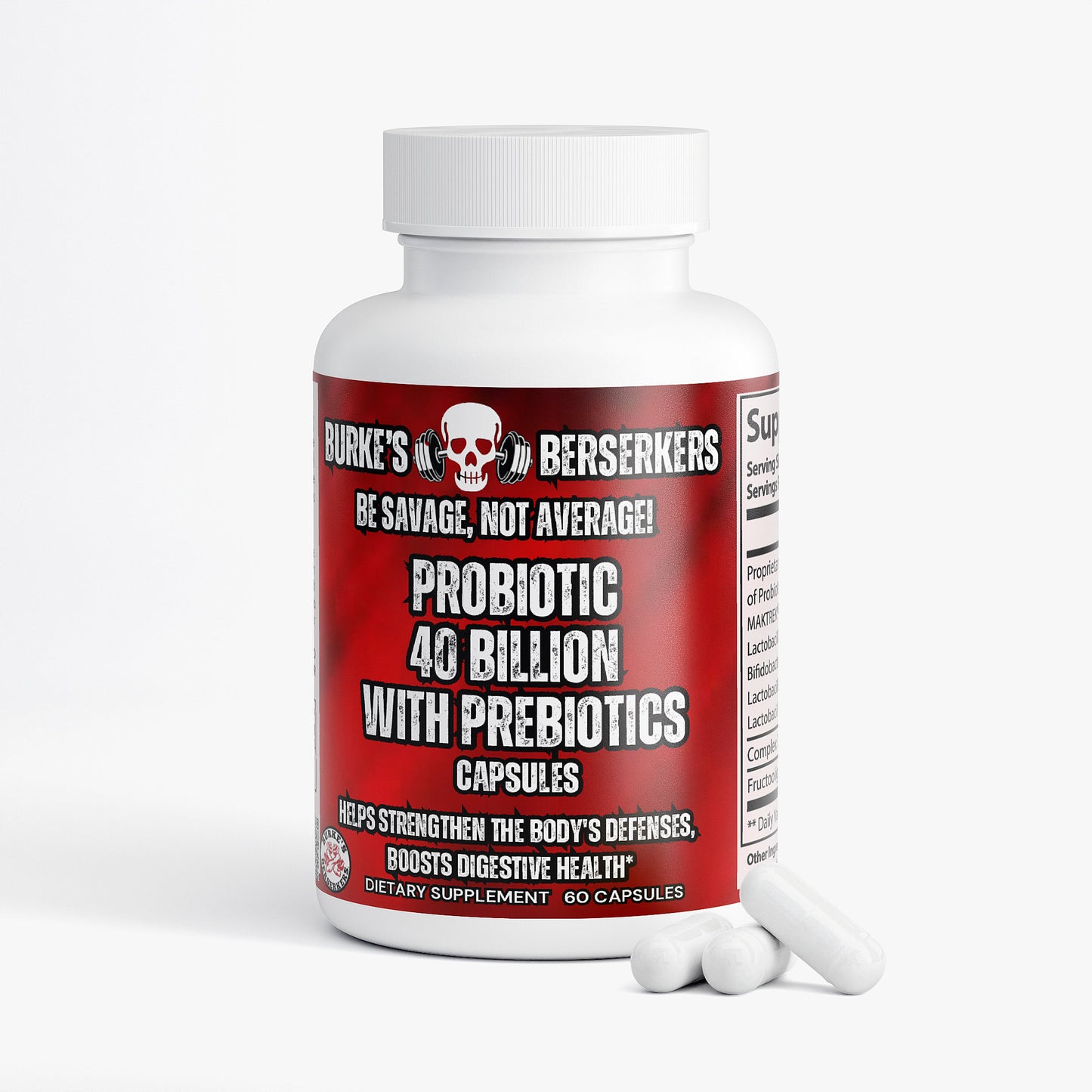 Burke's Berserkers Probiotic 40 Billion with Prebiotics