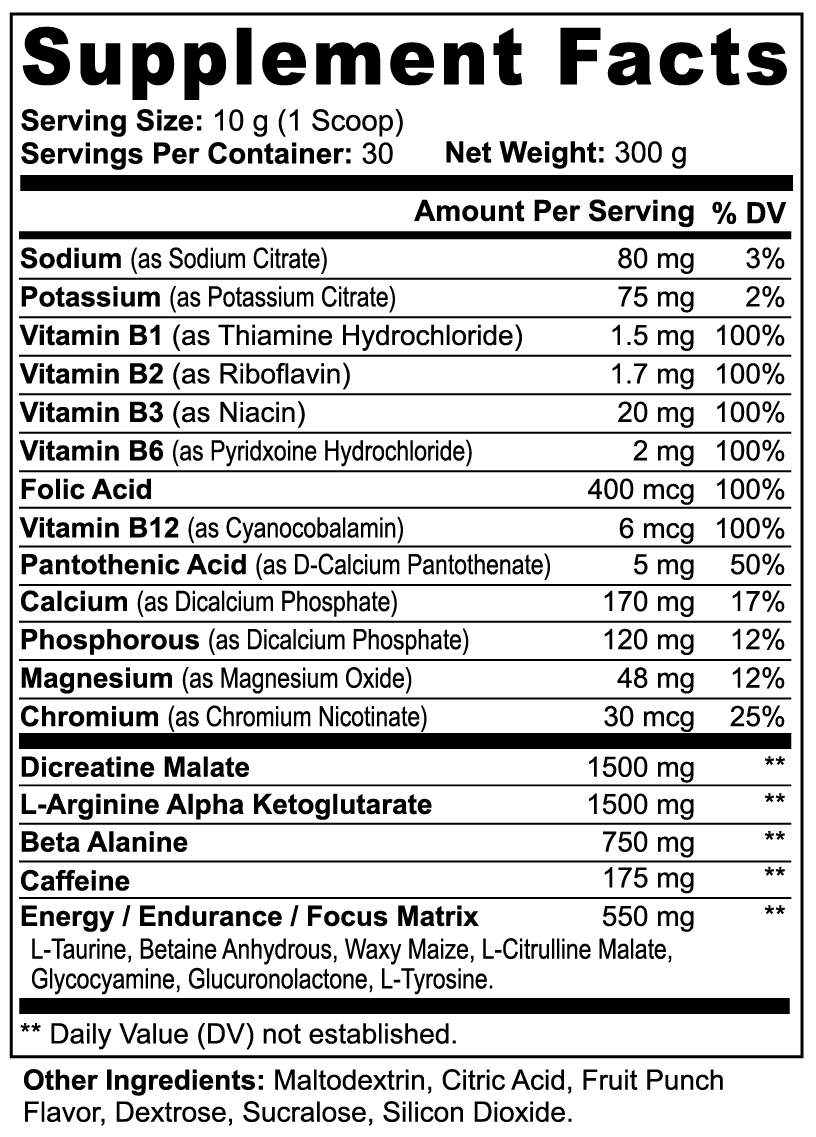 Burke's Berserkers GO BERSERK Nitric Shock Pre-Workout Powder (Fruit Punch)